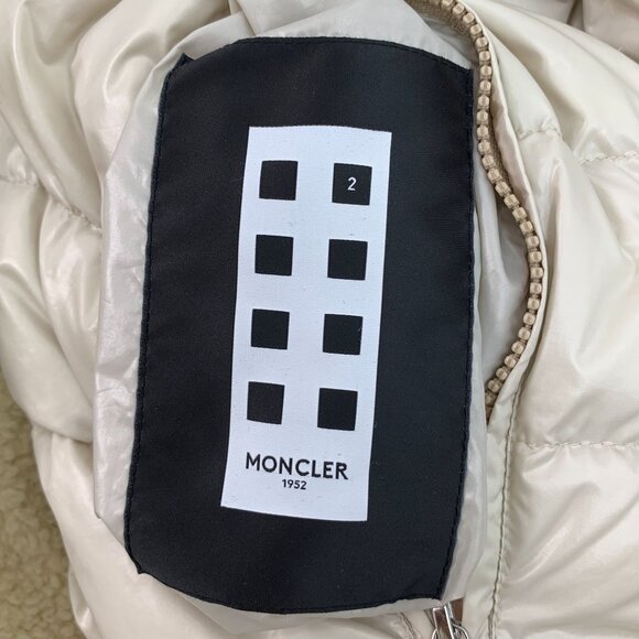 Moncler Haffner Beige Lamb Wool & Down Hooded Jacket 5 XL Double-Face Zippered P - Picture 12 of 15